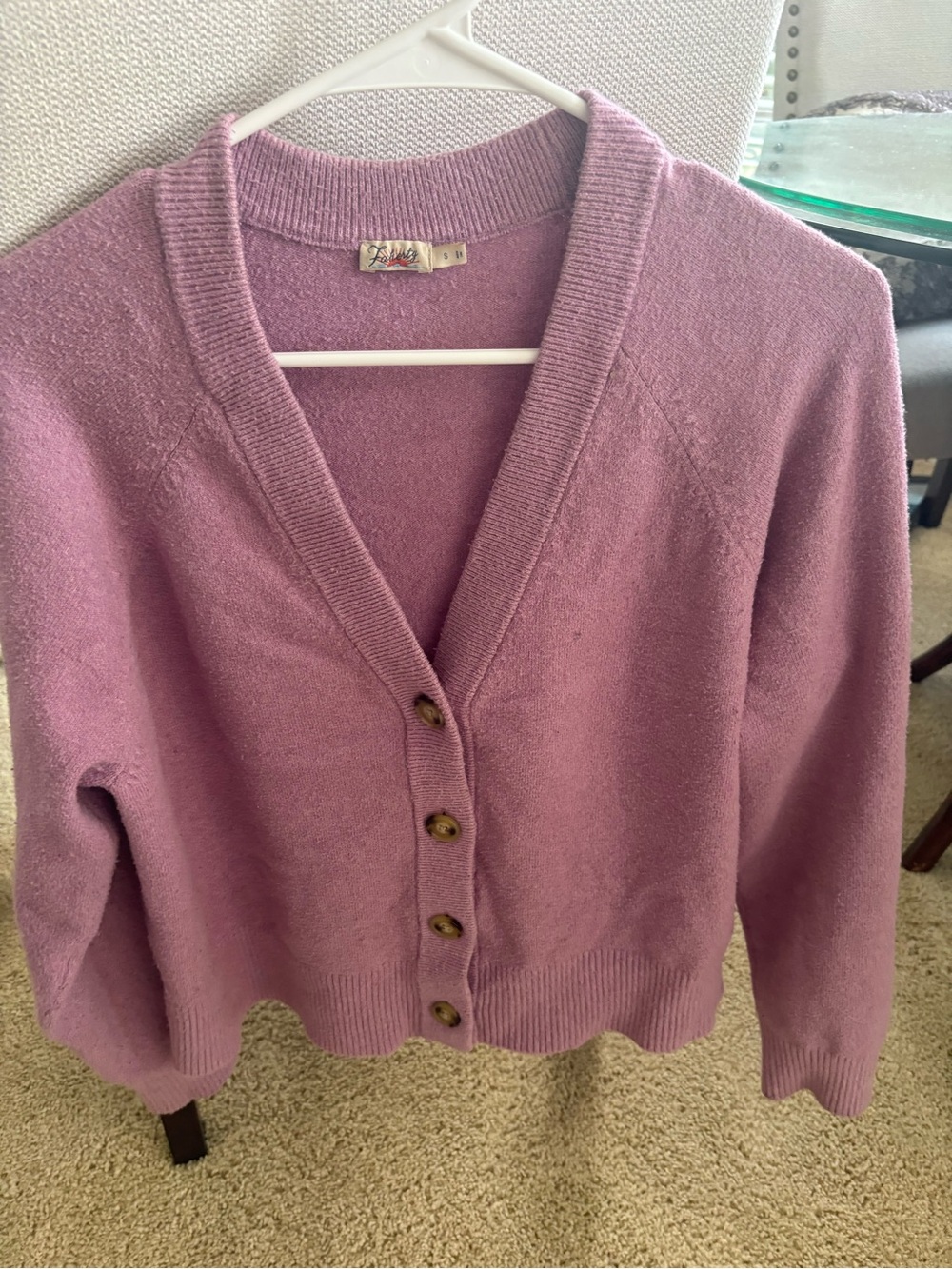 Fidelity Mauve Button-Front V-Neck Cardigan